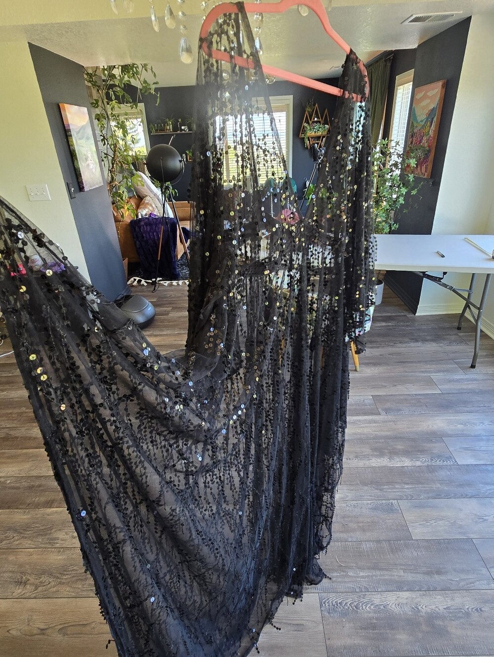 Black Sequin Sheer Dress